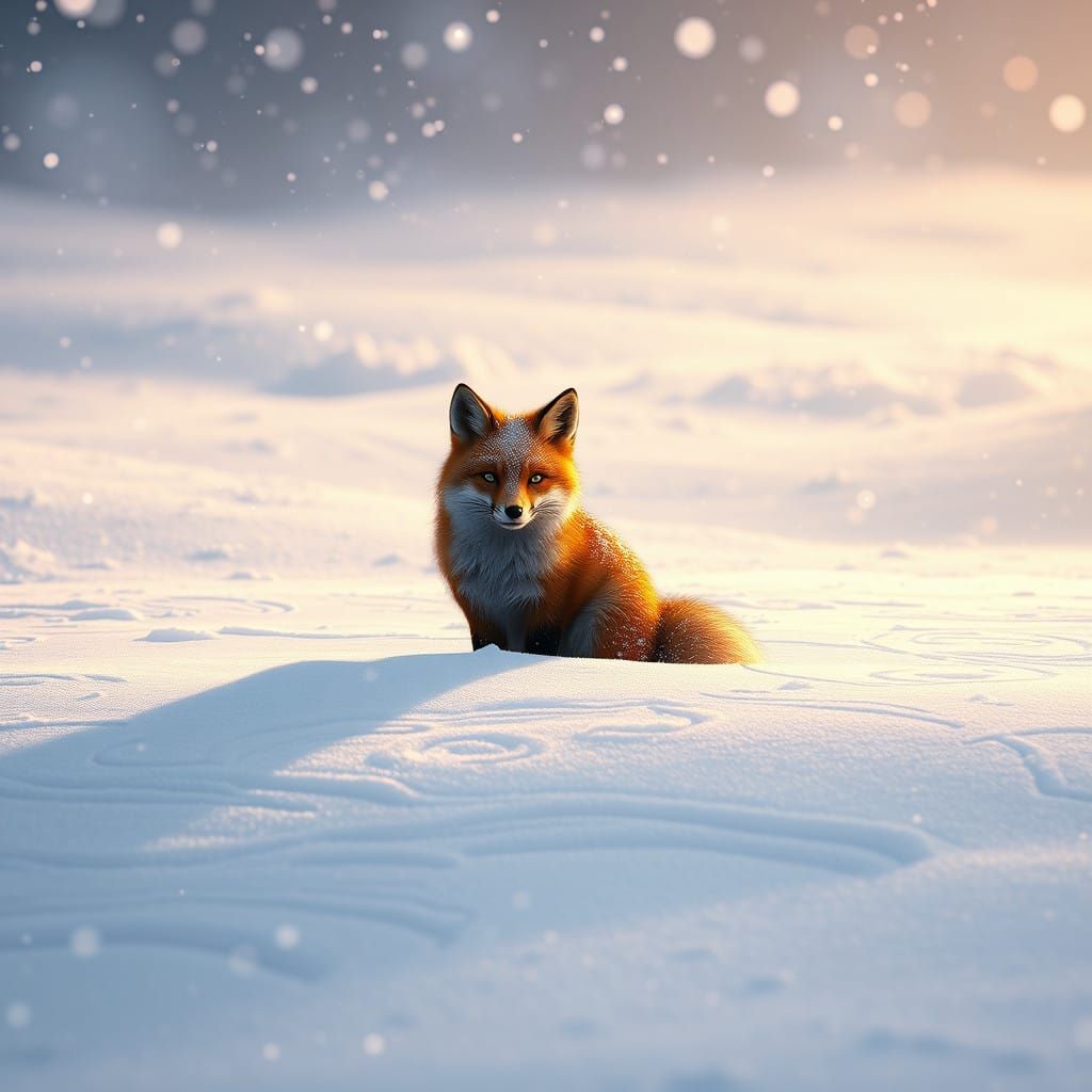 Small Red Fox in Snowy Wonderland