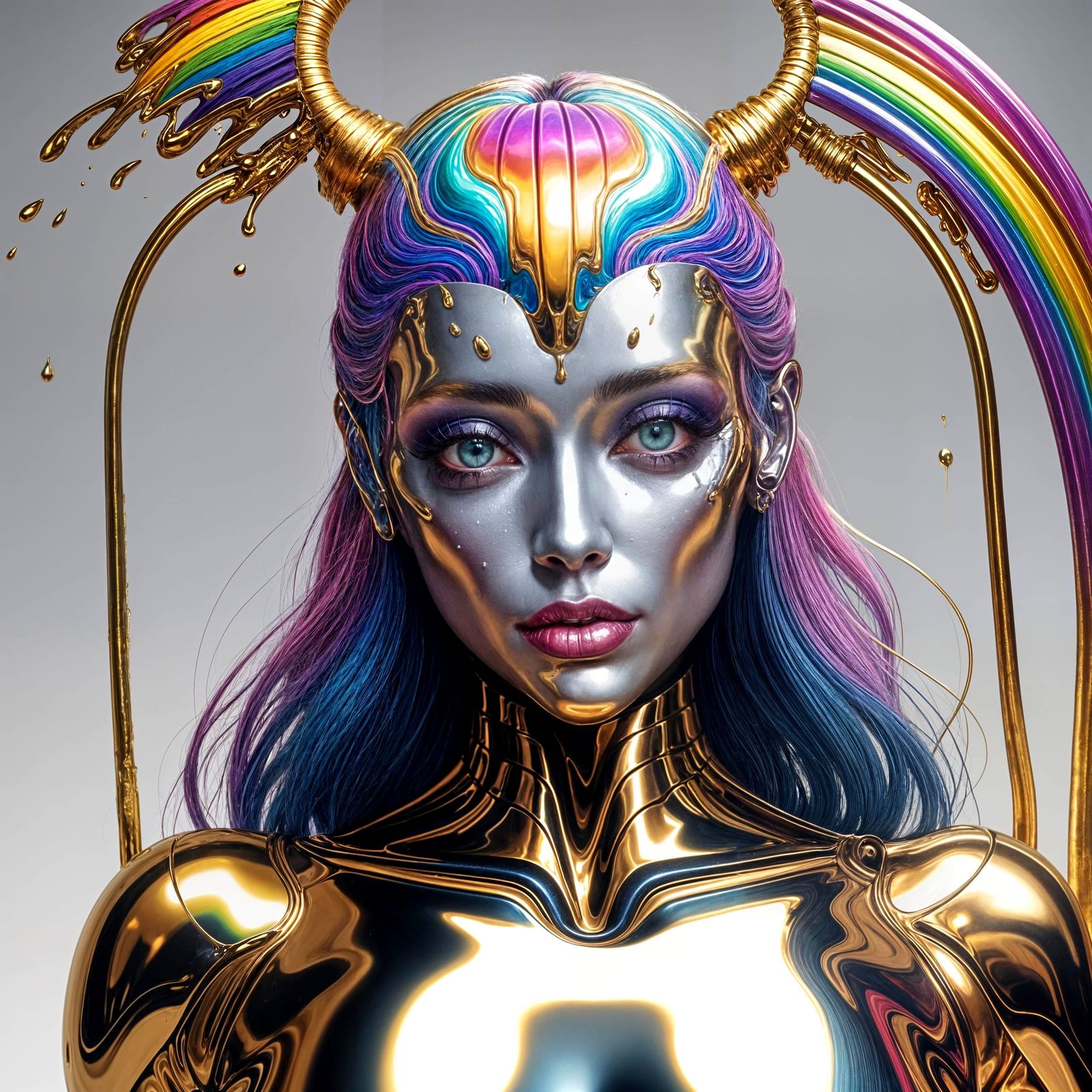 Melting Metallic Goddess in Rainbow Spectrum