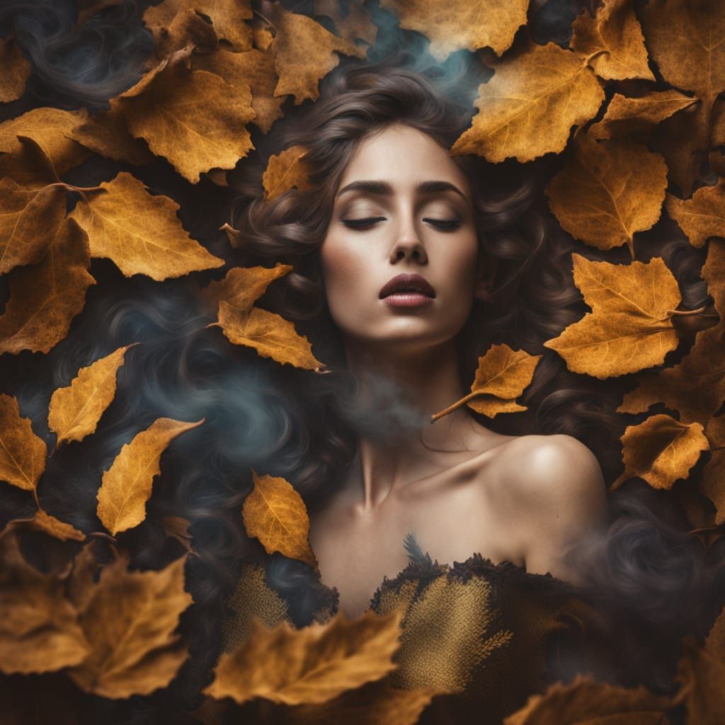 Velvet Smoke and Leaves in Reylia Slaby Style