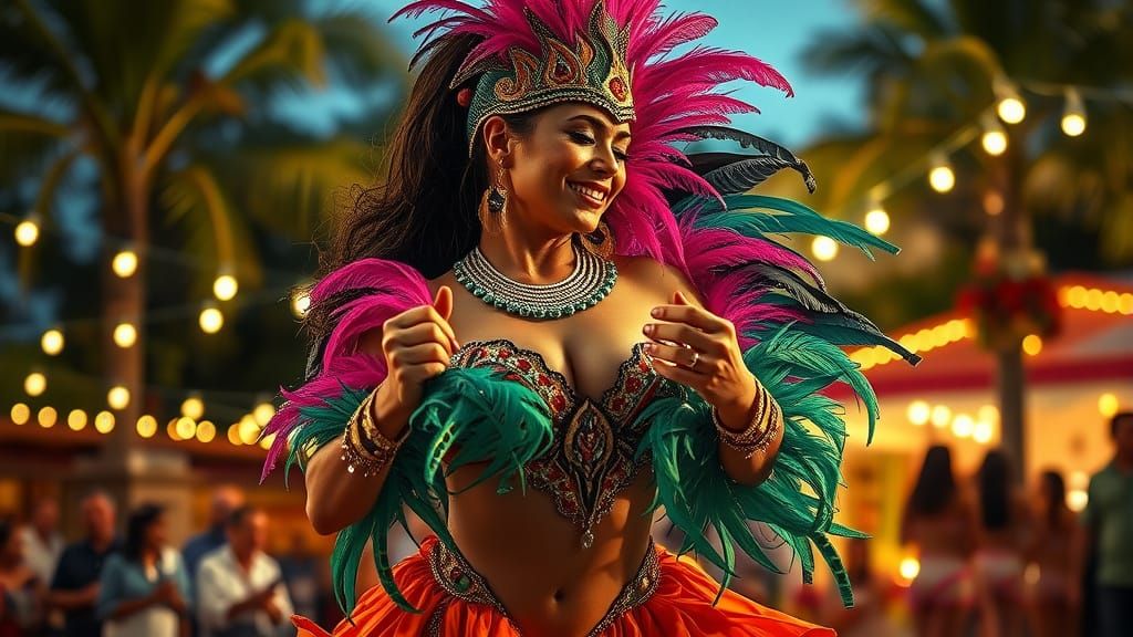 Passionate Samba Dancer in Vibrant Outdoor Party
