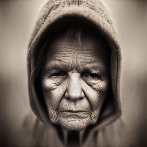 Granny Portrait in Oil Painting Style