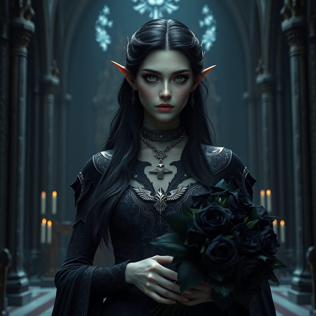 Ethereal High Elf Bride in Gothic Chapel