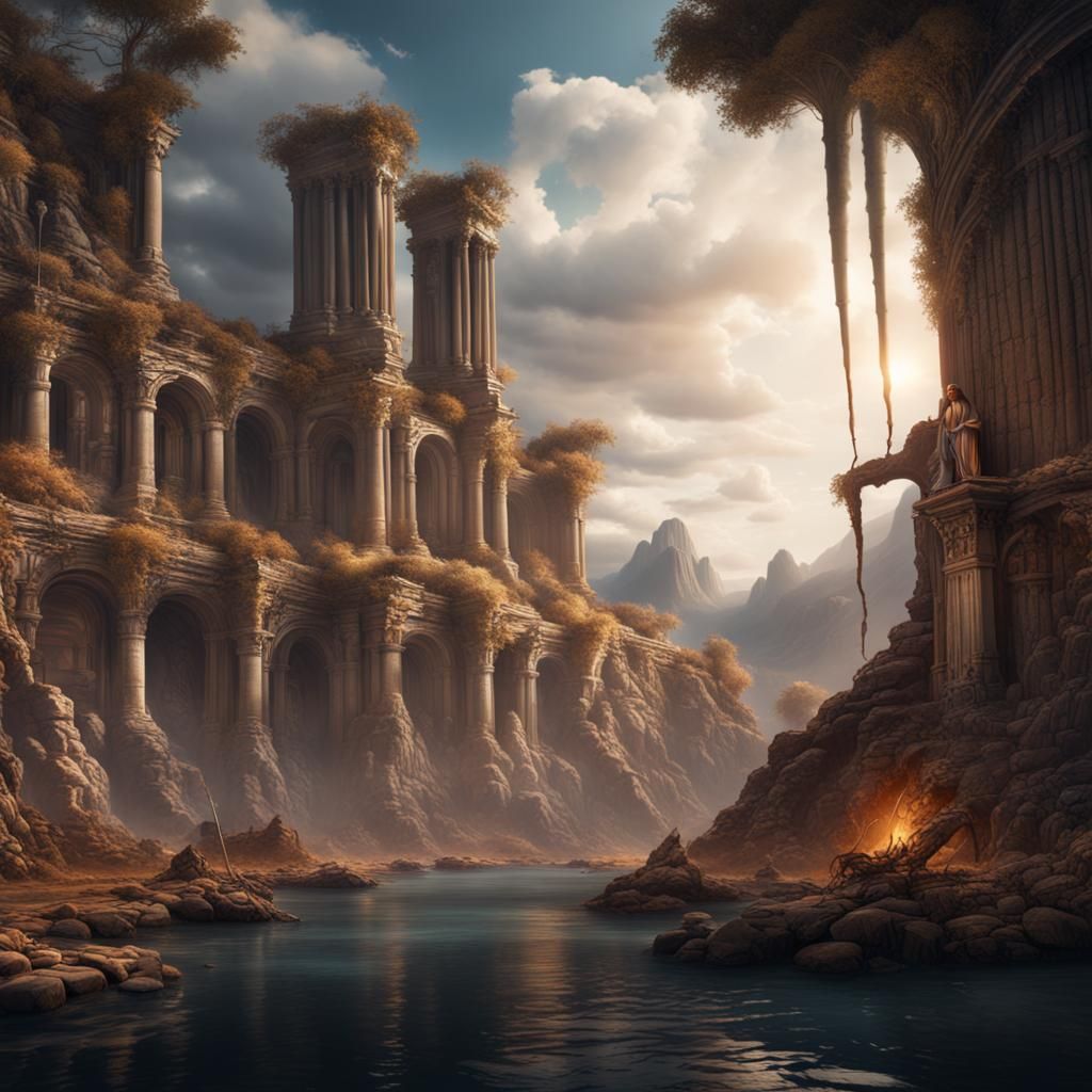 Biblical Genesis Scene in Detailed Matte Painting