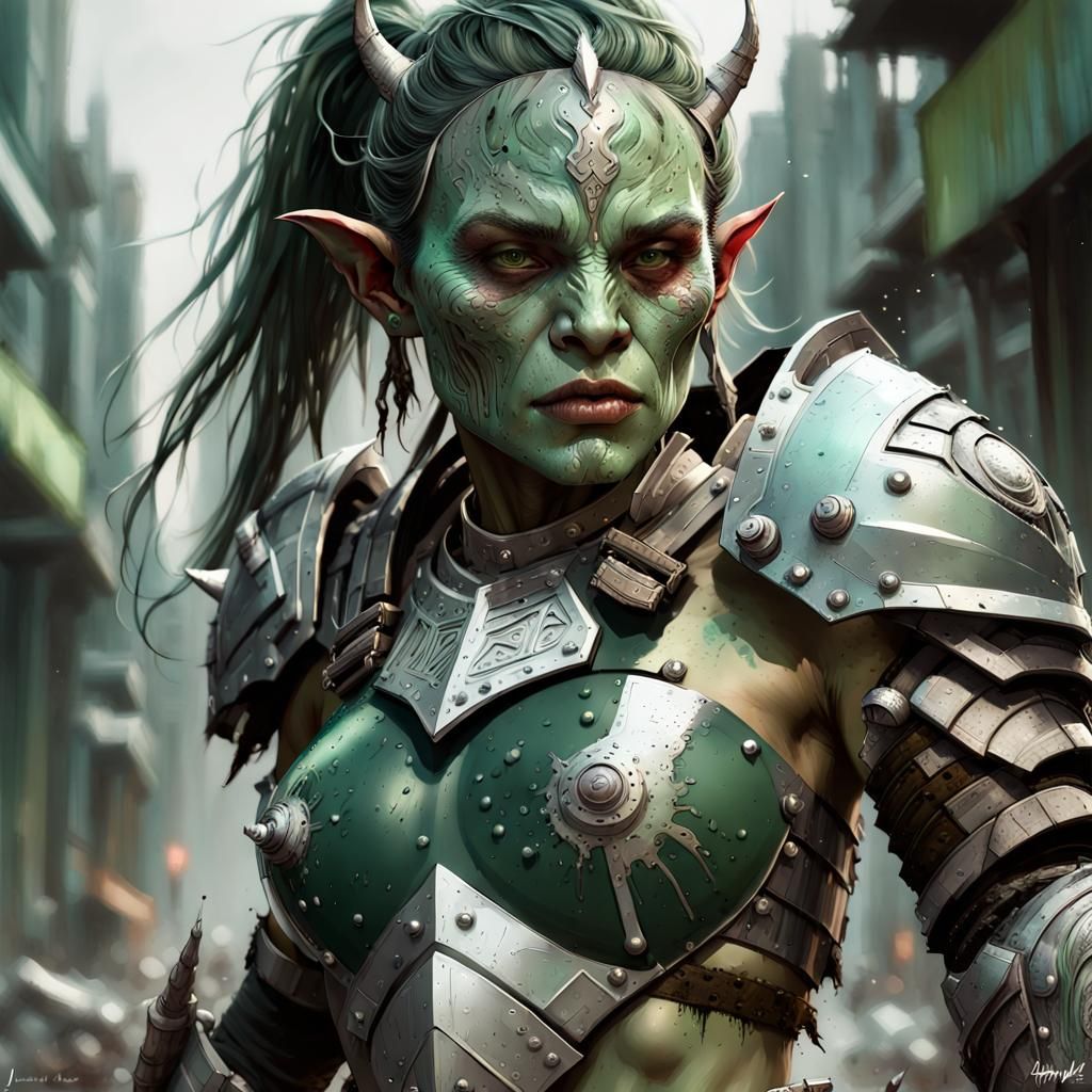 Ferocious Lady Orc Warrior in Speedpaint Style