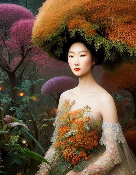 Brain and Mycelium Network in Rich Colors