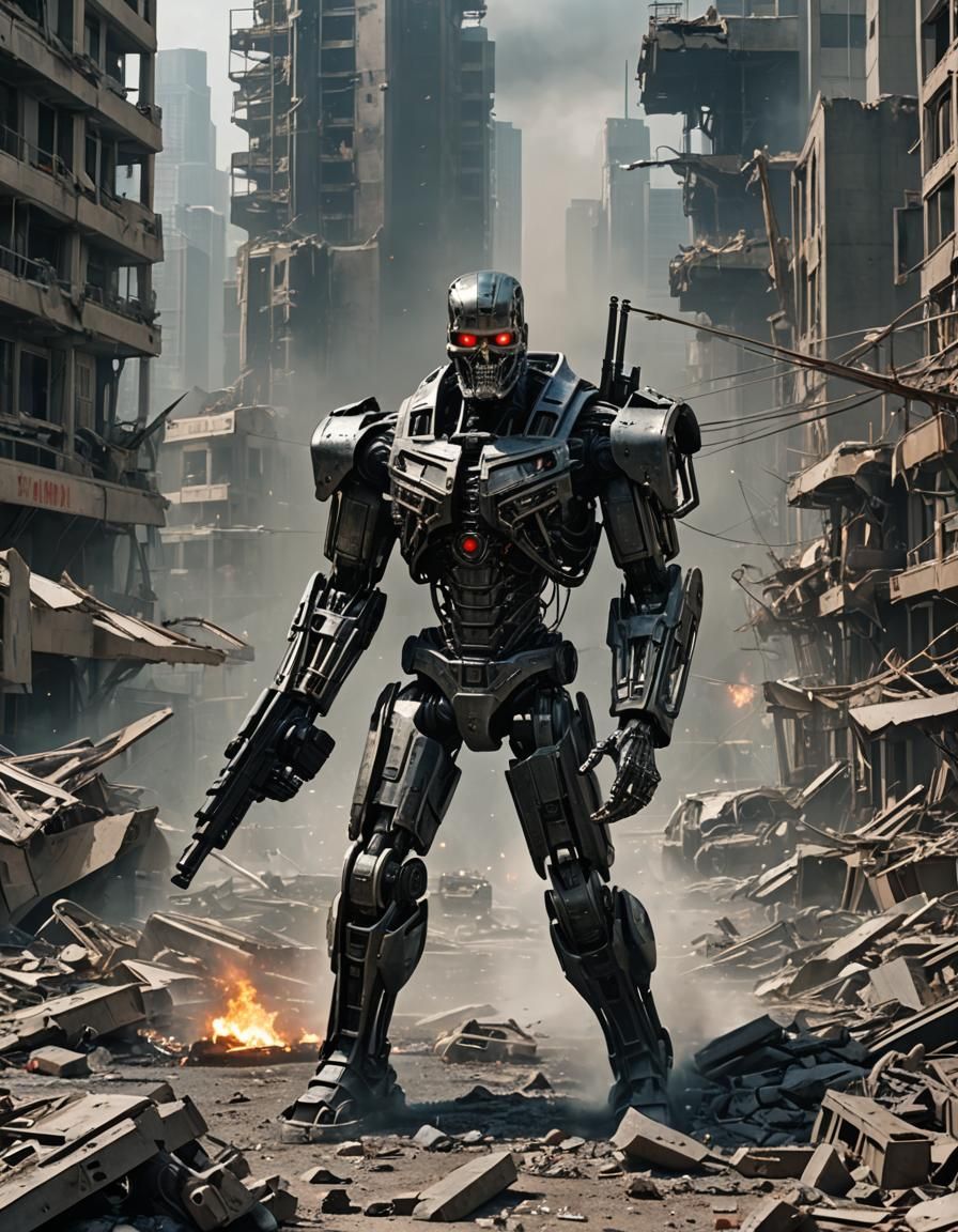 Fleshless T-800 terminator combat-chassis.