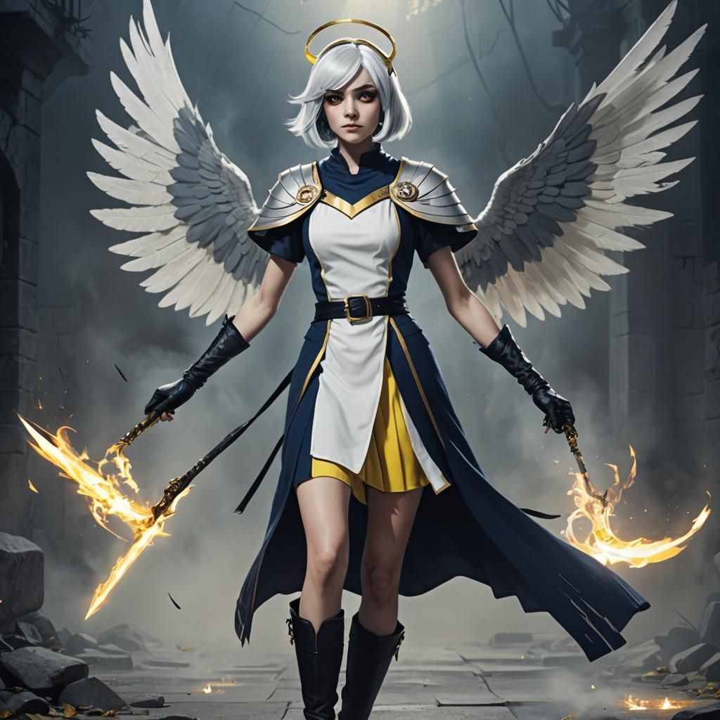 Hazbin Hotel's Lute: Fierce Warrior Woman Portrait