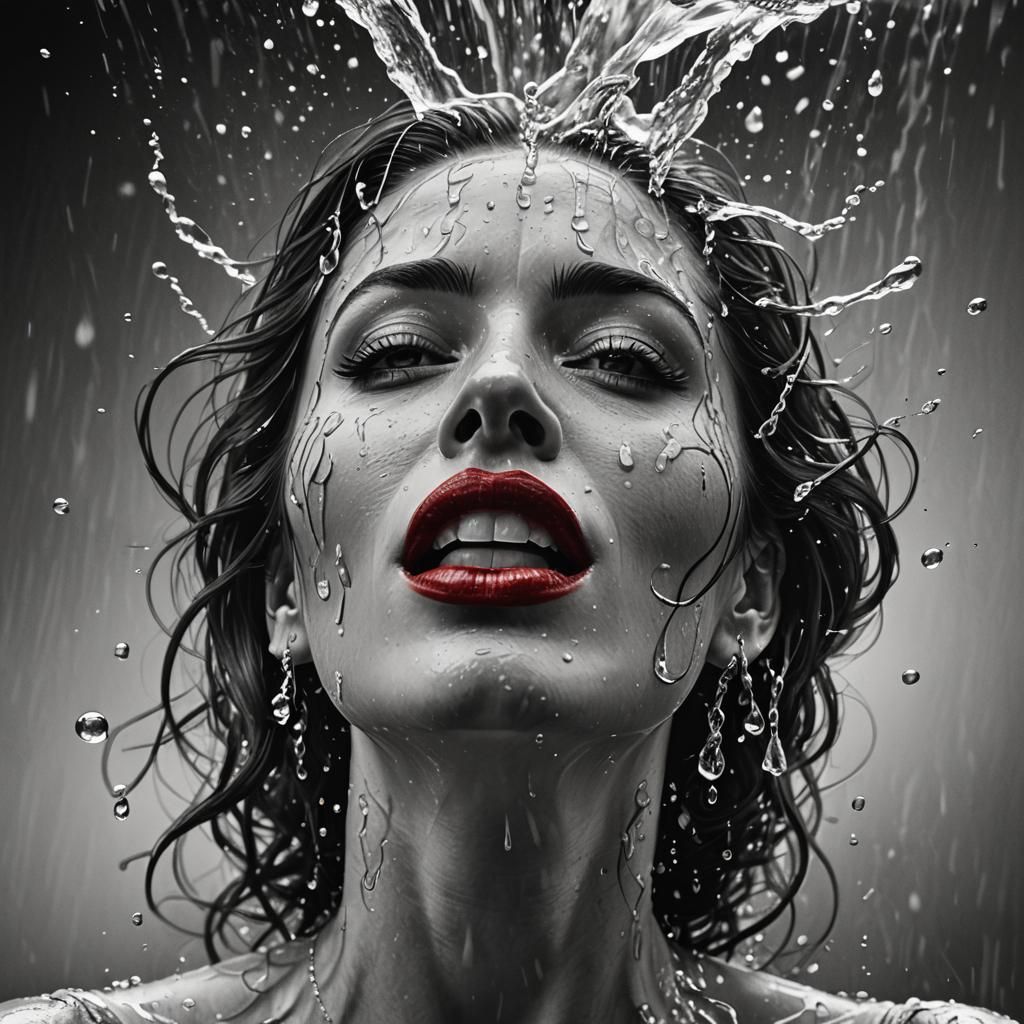 Hyperrealistic Pencil Sketch: Woman in Shower