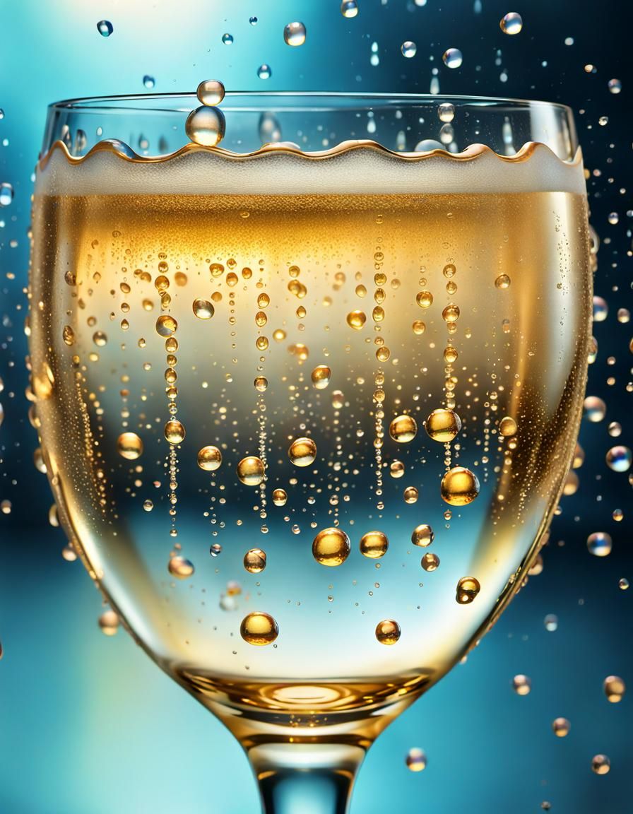 Champagne Glass Reflecting a Party in Macro