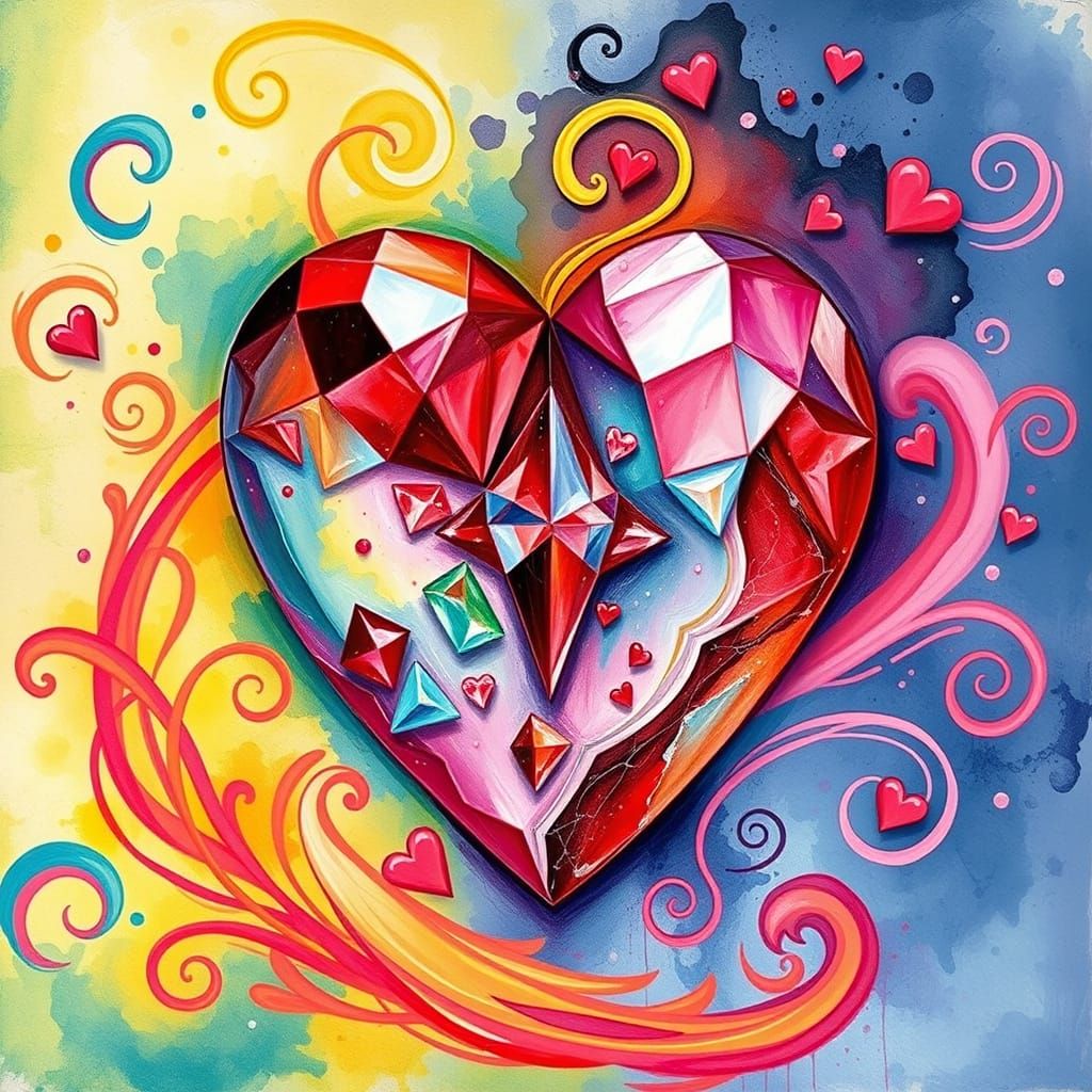 Vibrant Heart in Whimsical Wonderland Style