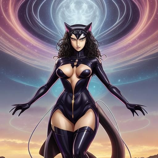 Utopian Cat Woman in Anime Style