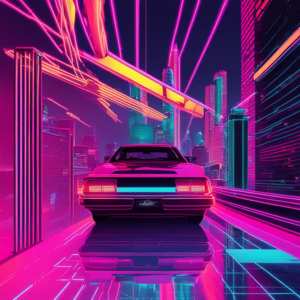 NewJeans in Synthwave Neon Retro Style