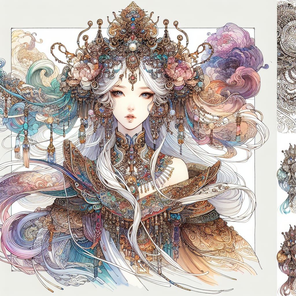 Ethereal Enchantress in Anime-Inspired Watercolor Style