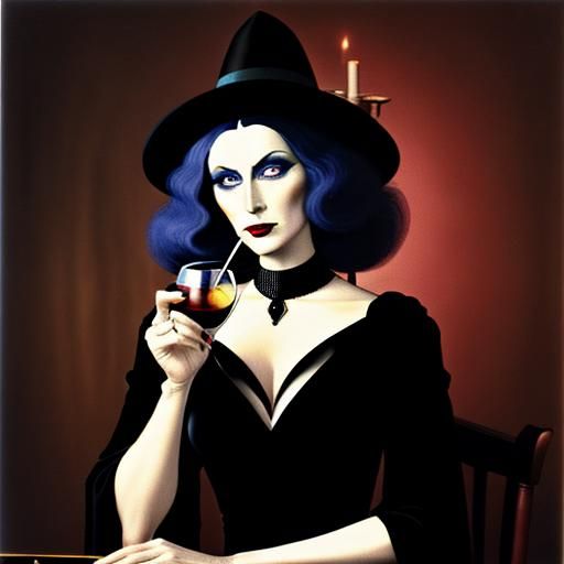 Beautiful Witch Having A Drink