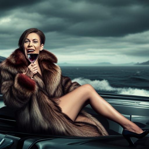 Female Mafia Boss Laughing by the Sea