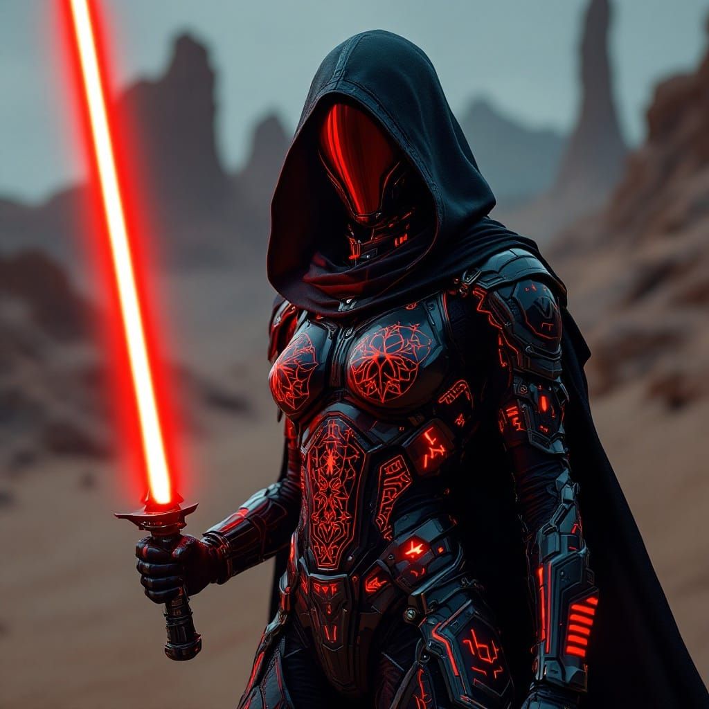 Warrior in Dark Fantasy Sci-Fi Armor