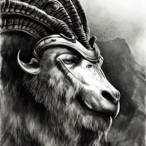 Ram God of War: Dynamic Fantasy Portrait