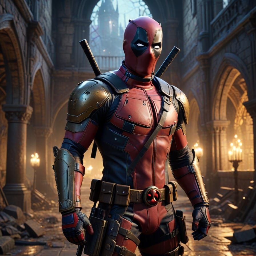 Deadpool in Ornate Knight's Armor Walks in Dark Fantasy Cast...