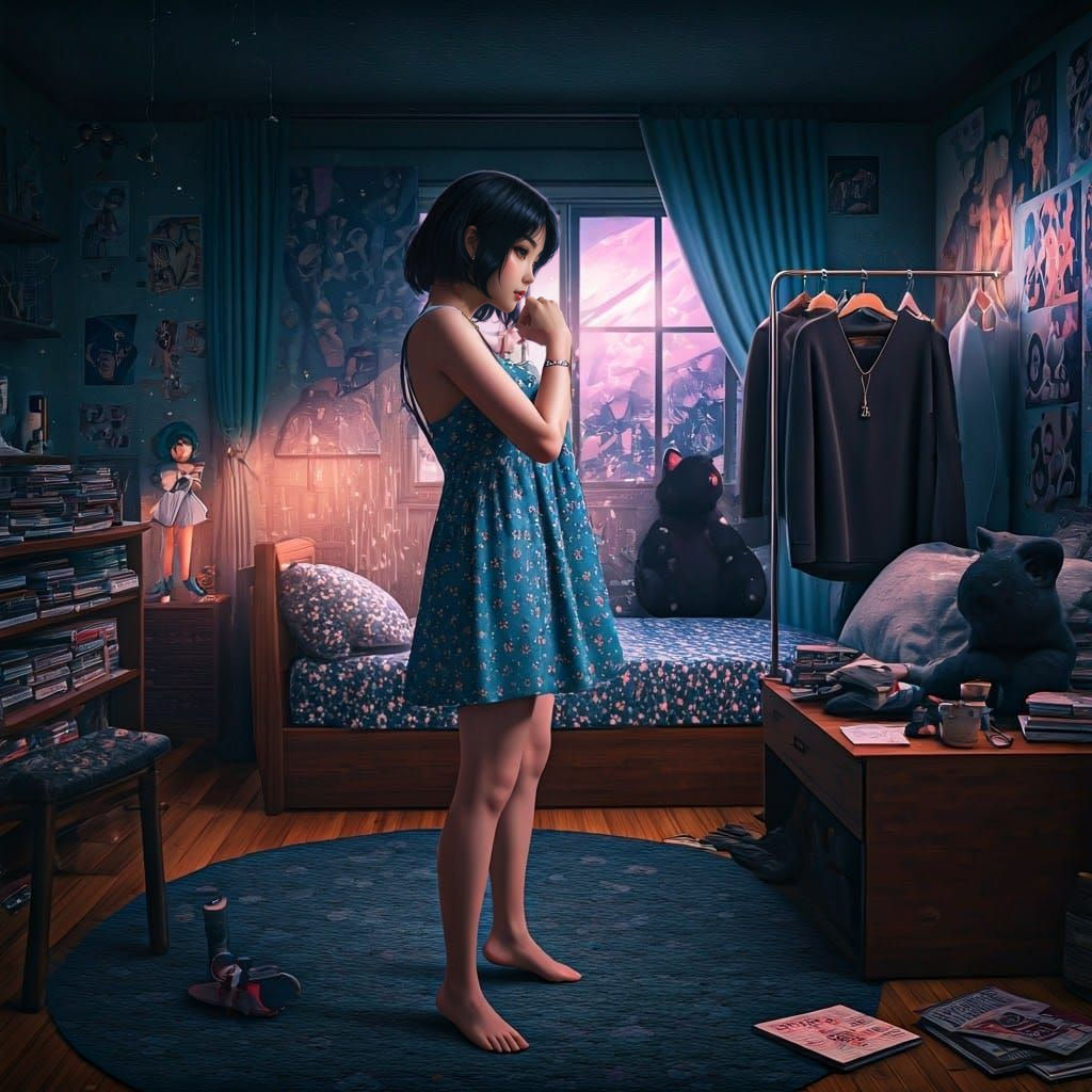 Feminine Thai Goddess in Whimsical Bedroom Sanctuary