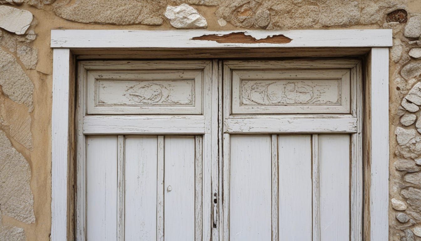Weathered Wooden Door in Ancient Ruins