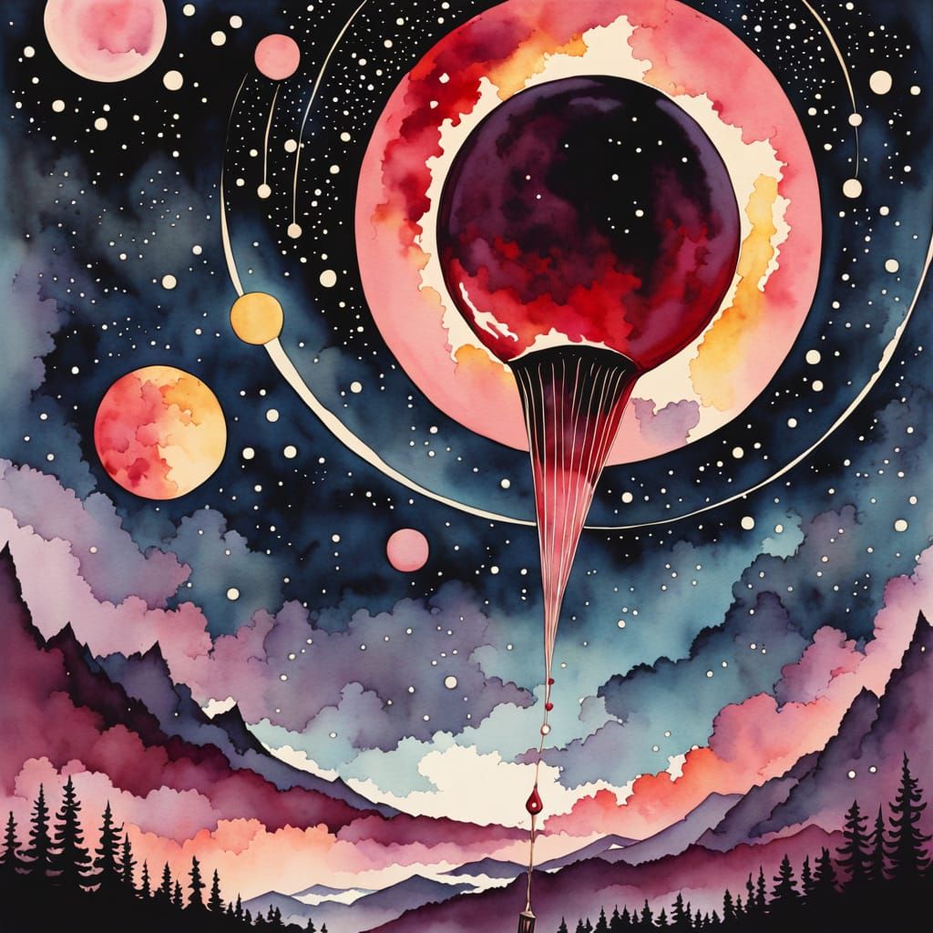 Vintage Supernova in Vibrant Watercolor