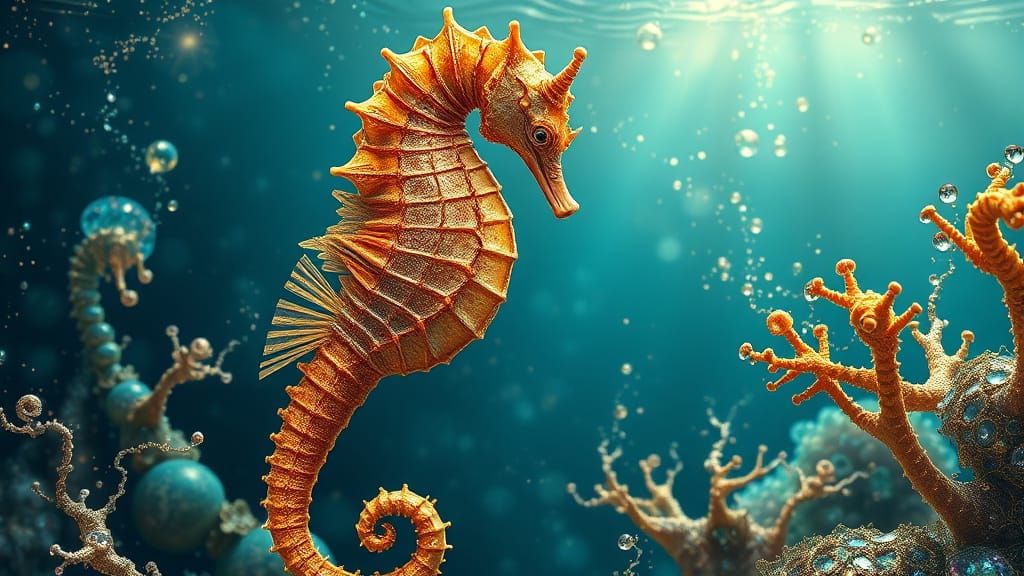 Majestic Sea Horse in Fractal Paradise