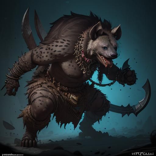 Angry Gnoll Barbarian with Glowing Eyes
