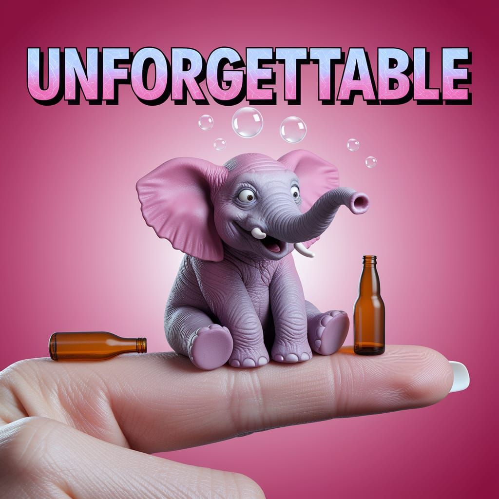 Text "Unforgettable" with Cartoon Font and Drunk Elephant