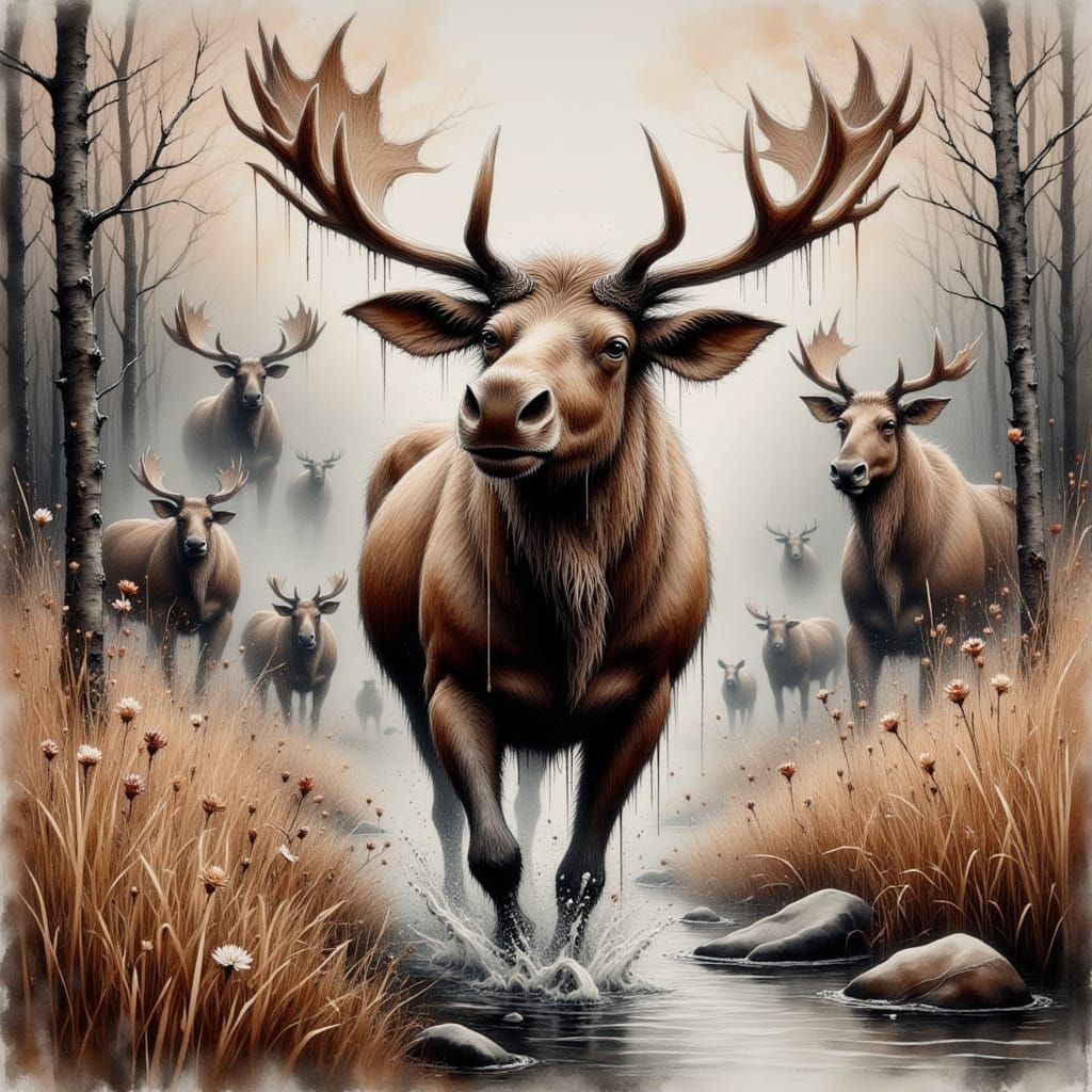 Moose in Whimsical Swimwear