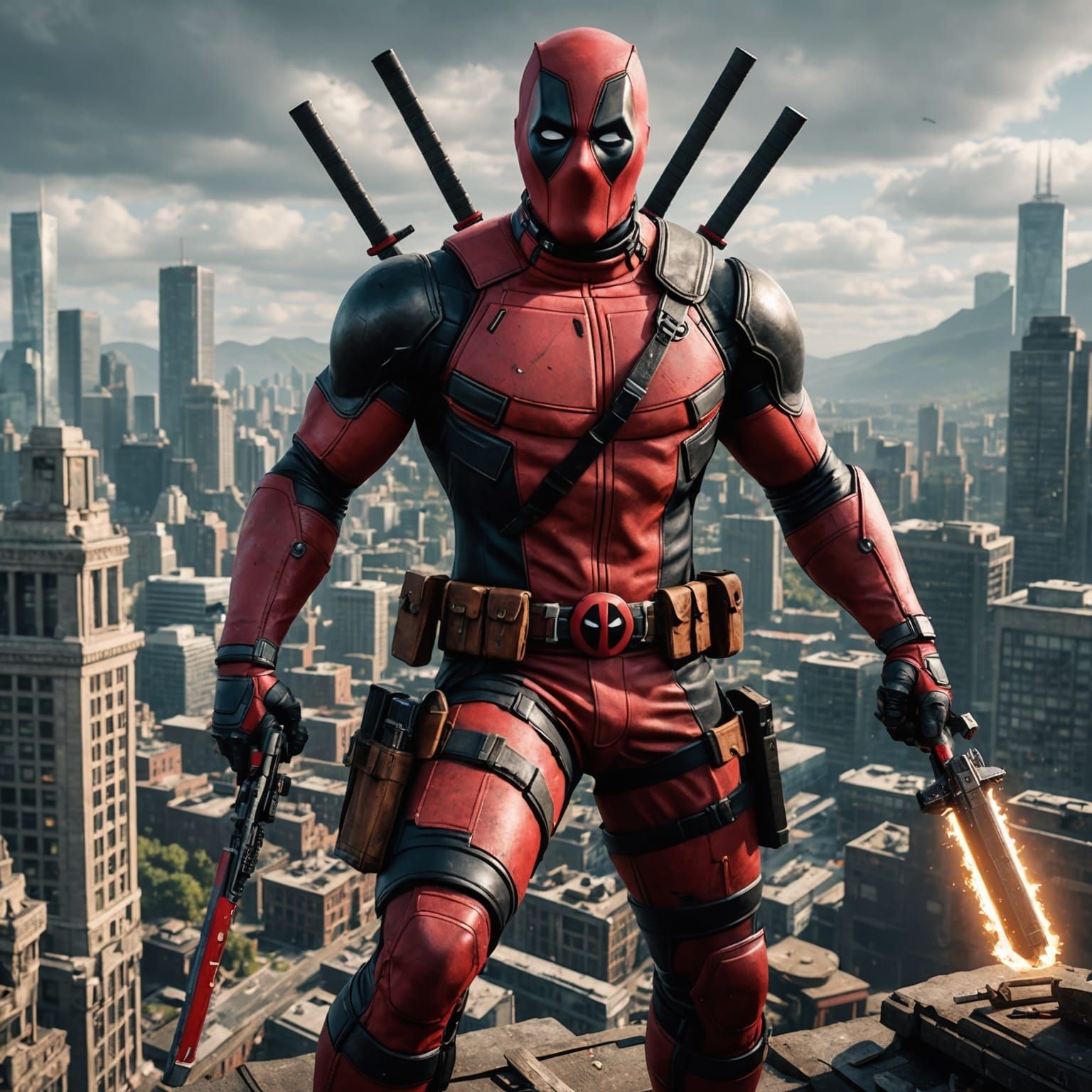 Detailed Matte Painting of Deadpool in 8k