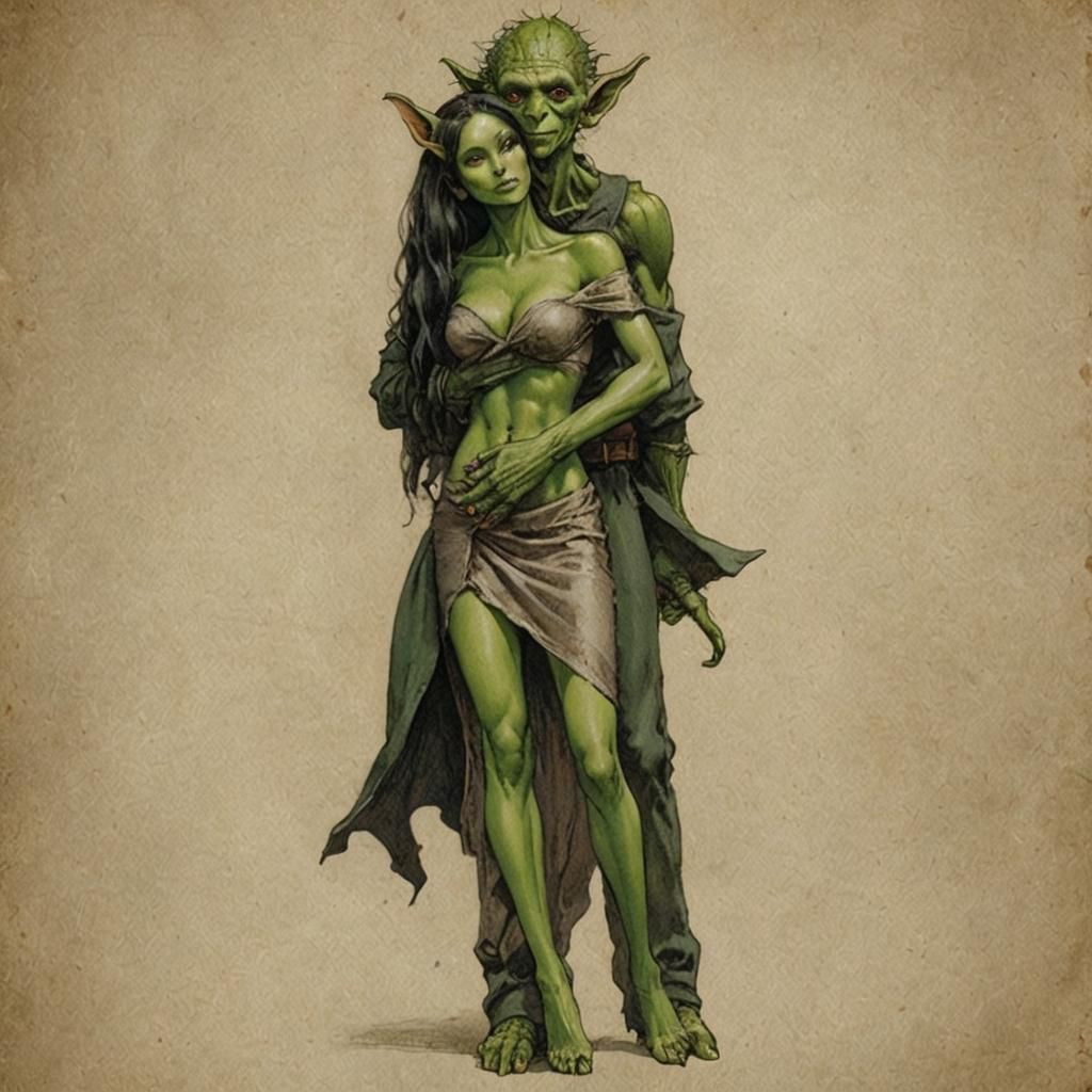 Goblin Holds Beautiful Woman in Fantasy Art