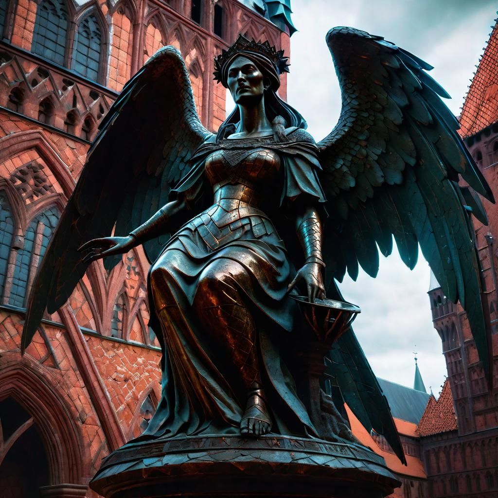 Lilith Bronze Statue in Malbork Castle: Digital Art