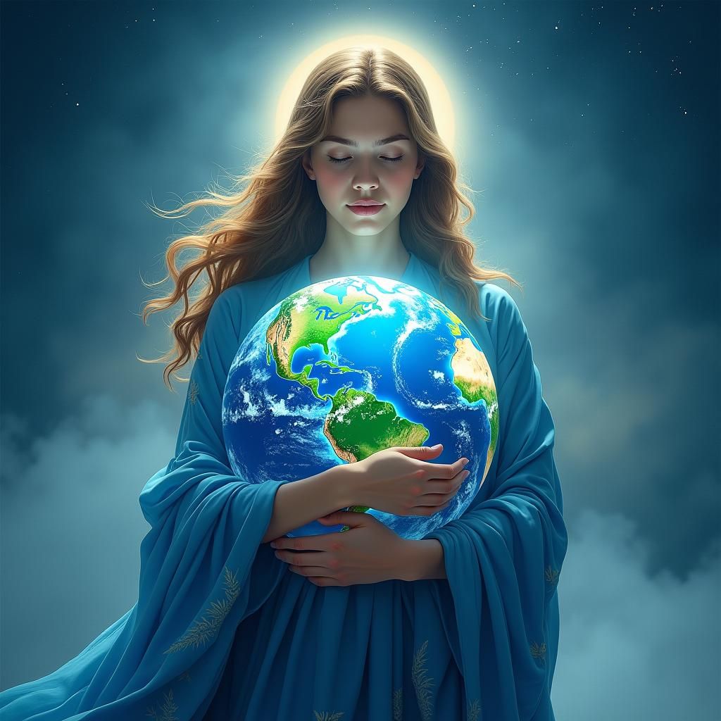Earth Protected by Luminescent Aura in Ethereal Style