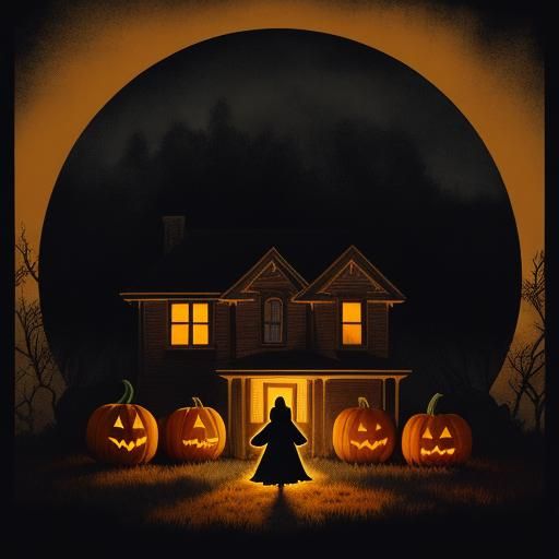 Eerie Halloween Night: Folk Horror Illustration