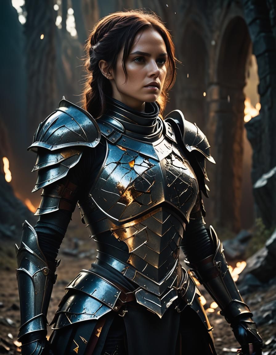Cracked Armor Knight Woman in Deep Color Fantasy