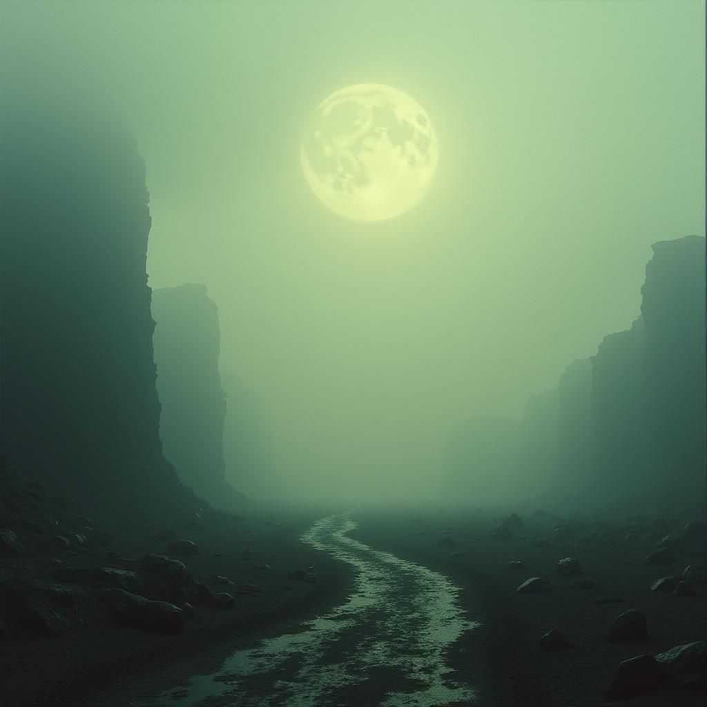 Eerie Alien Planet in Retro Sci-Fi Style