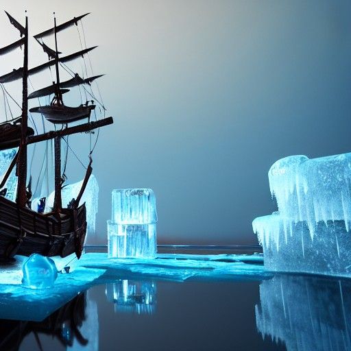 Pirate Ship Frozen in Ice: Photorealistic Octane Render