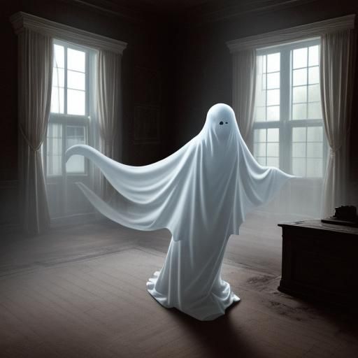 Sheet Ghost Haunts Spooky Mansion