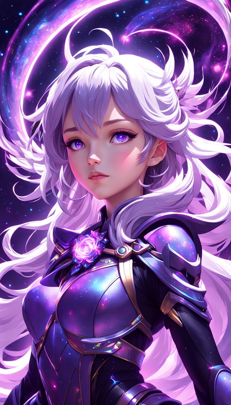 Ethereal Gwen Tennyson in Vibrant, Cosmic Aura