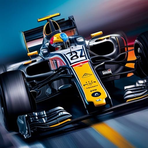 Hyperrealistic Formula 1 Race Car Splash Art