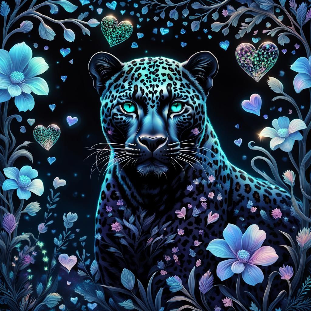 Bioluminescent Leopard-Print Heart in Glass