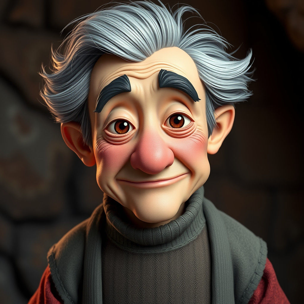 Cartoonish Elderly Man in Fantasy Art Style