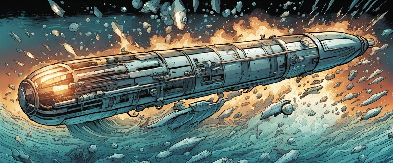Underwater Missile in Comic Book Style
