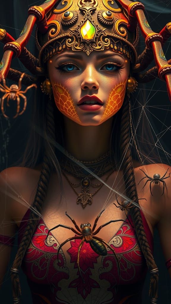 Arachnid Goddess in Oil Painting Style