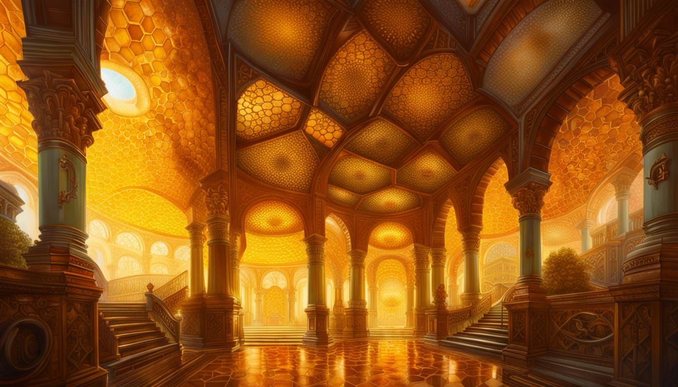 Honeybee Realm Architecture: Dreamlike Painting