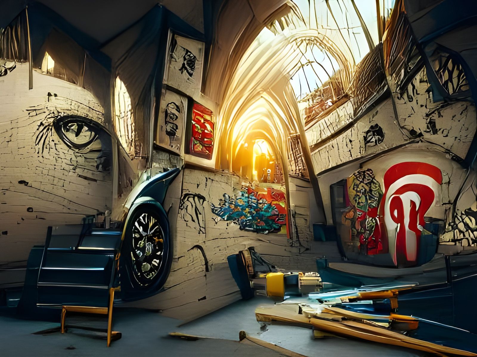 Street art by famous street artists like Banksy, Shepard Fairey and others