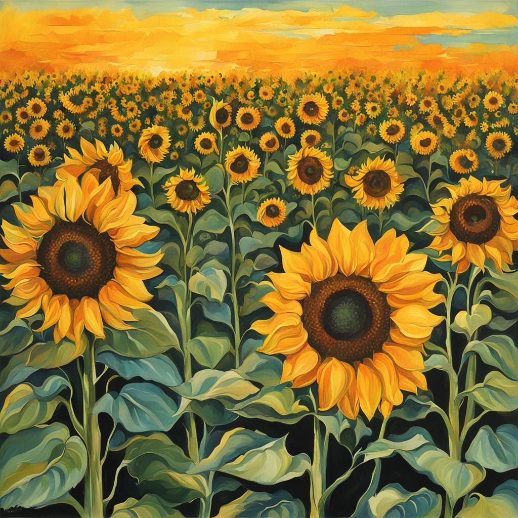 Vibrant Sunflowers in a Sunny Field
