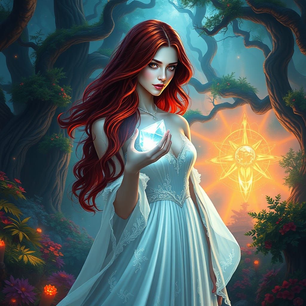 Mystical Woman in Crystal Ring, Living Forest