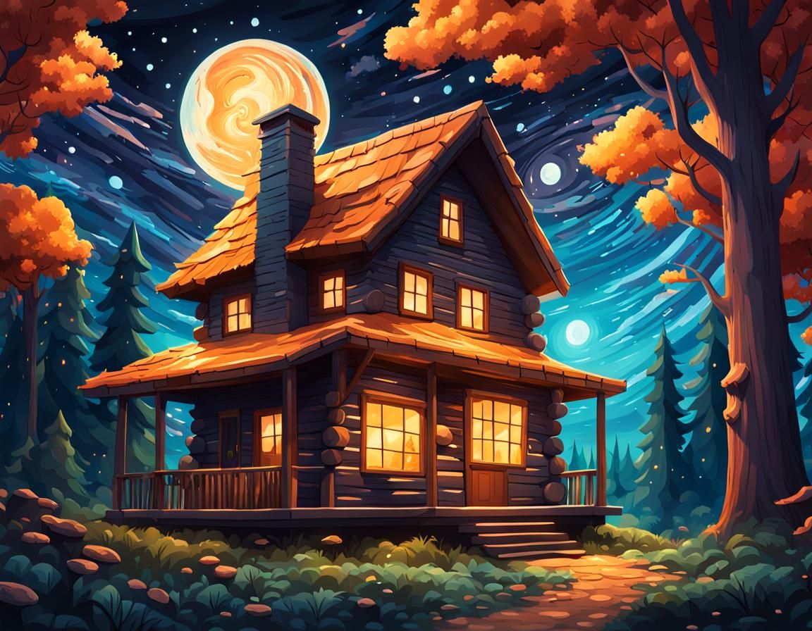 Whimsical Cabin in Magical Forest: Hyperrealistic Concept Ar...