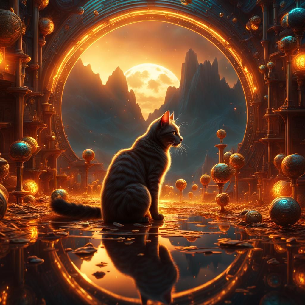 Cat Themed Around Bitcoin as Digital Art